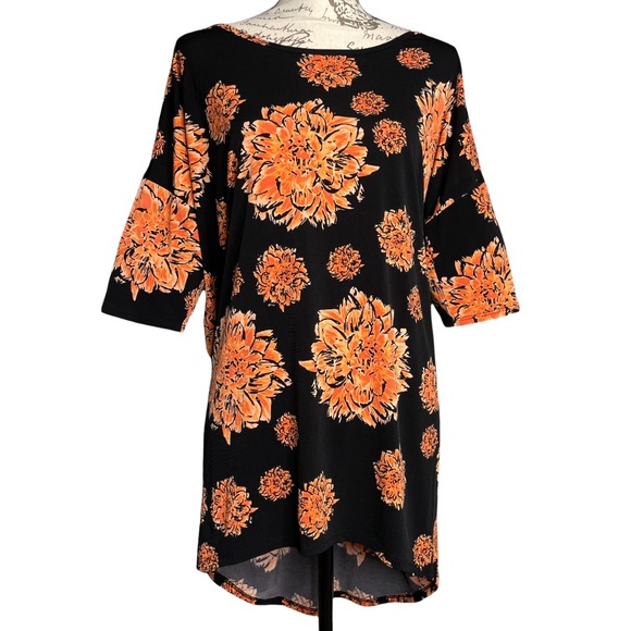 LuLaRoe Tops - Lularoe elegant slinky Irma floral tunic medium black orange